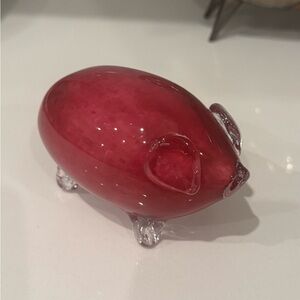 Elegant Red Glass Pig Figurine